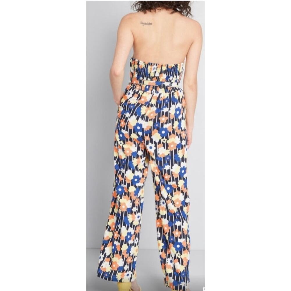 MODCLOTH LINEN BLEND FLORAL HALTER JUMPSUIT SIZE MEDIUM - Picture 14 of 14